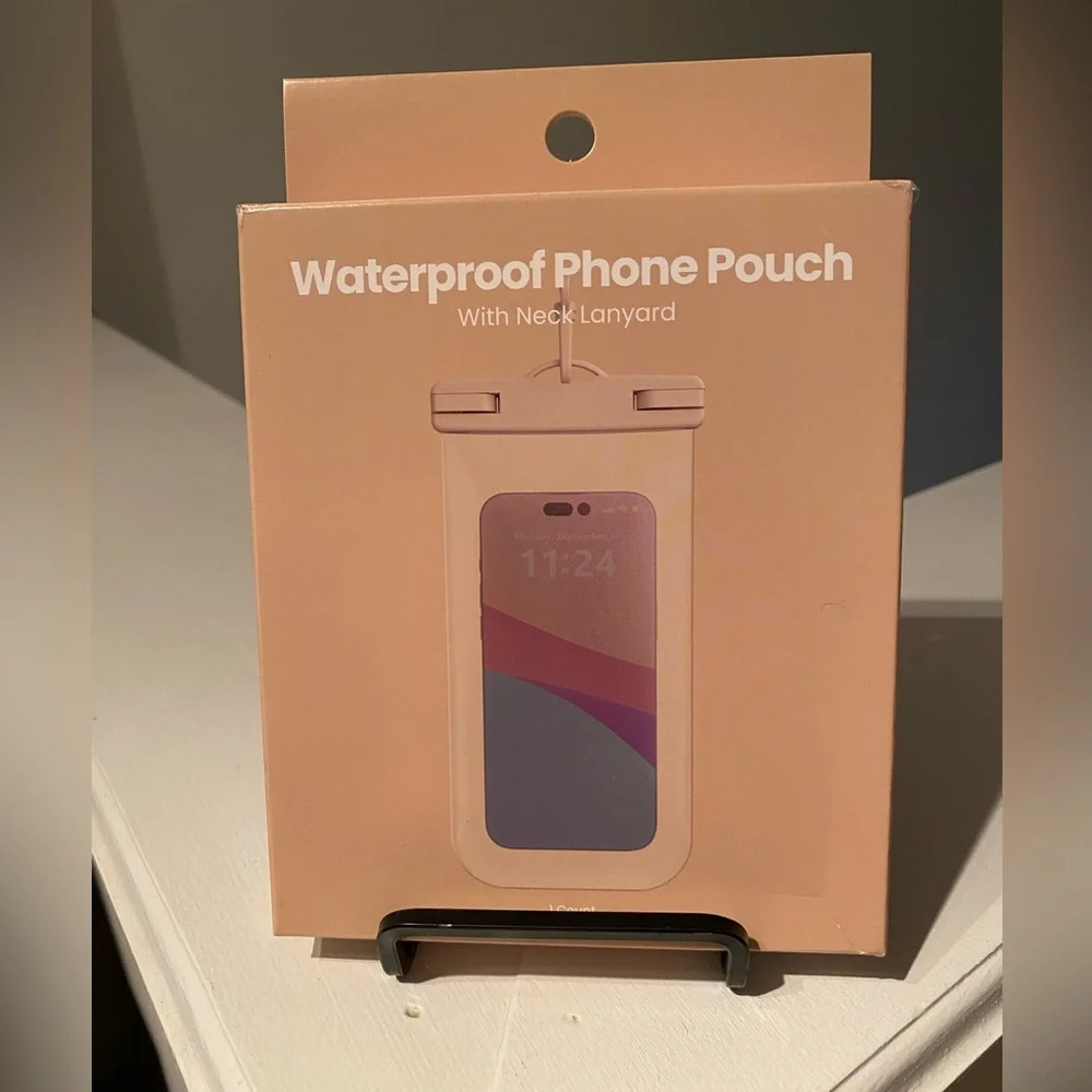 Universal Waterproof Phone Pouch with Neck Lanyard - Peach
